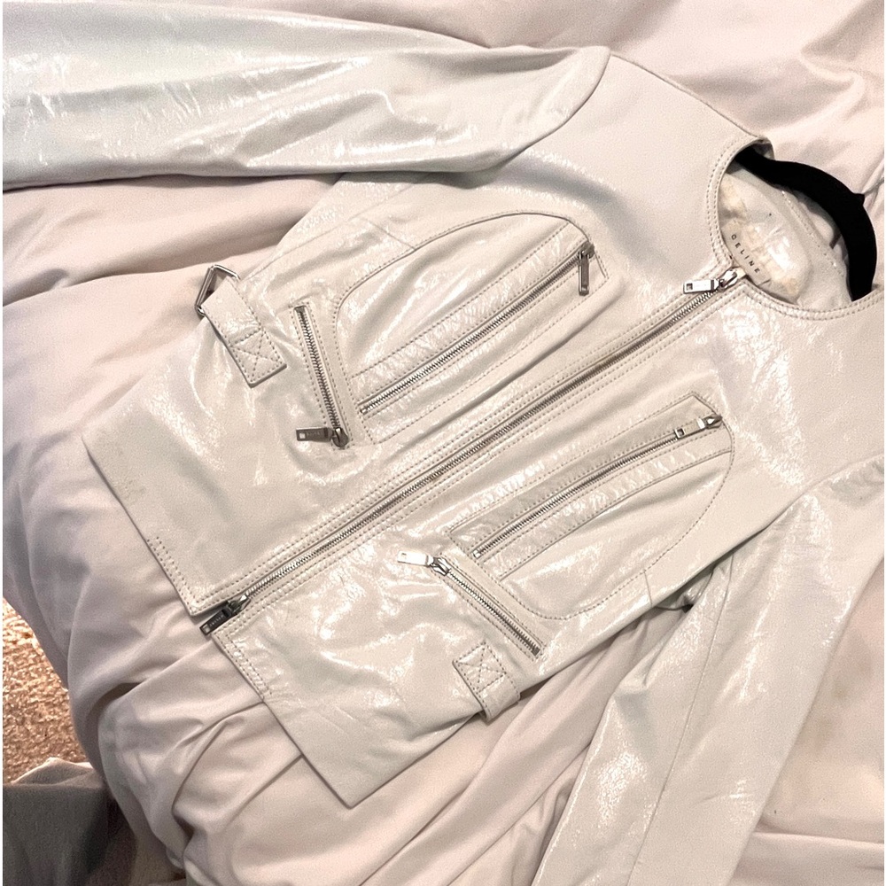 WHITE LEATHER CELINE JACKET